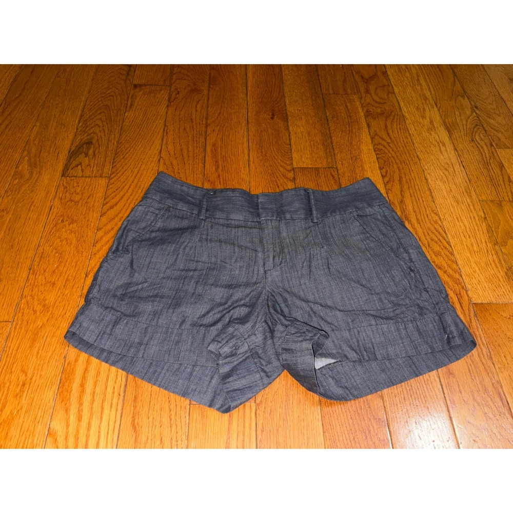 Banana Republic Martin Fit Gray Blue Chambray‎ Cuffed Shorts Womens 6 Tailored